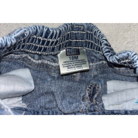 Vintage Baby Girl 18 Mon Faded Glory Butterfly Embroidered Jean Shorts W/Pockets - Picture 3 of 6